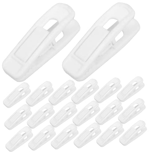 ULTECHNOVO Lot de 20 Cintres à Pinces pour Jupes en Velours Blanc Design sans Couture, Pinces à Vêtements sans Trace, Clips en Abs pour Séchage Délicat