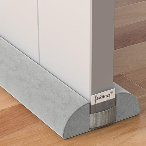 fowong Door Draft Stopper 30 Inch, Upgraded Triangle Design for Large Gap Seal up to 1.7, Adjustable Under Door Noise Blocker, Fits 24 to 30 Inch Doors, Machine Washable Grey