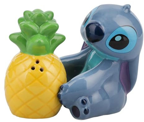 Paladone Stitch and Pineapple - Salero y pimentero – Juego de cerámica oficial de Disney Lilo & Stitch para decoración de cocina y hogar, regalo de inauguración de la casa