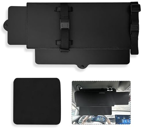 UBRAVE Car Sun Visor Extension, Sun Visor Extender For Car, Sunvisor Extender, Window Sun Visor, Anti-Uv, Glare Reducer, Shading Mirror, Universal for Most Cars - Black (1 Piece)