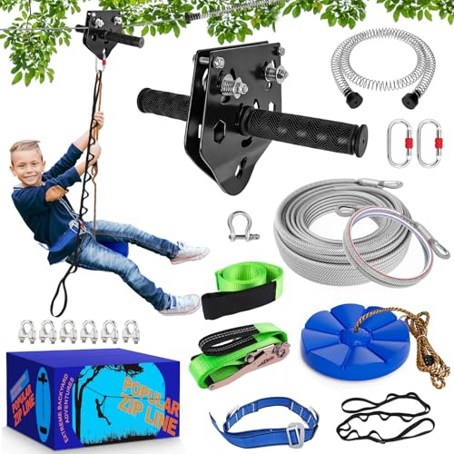 X XBEN Zip line Kit for Kids and Adults Outdoor: Up to 500Lbs - 120FT