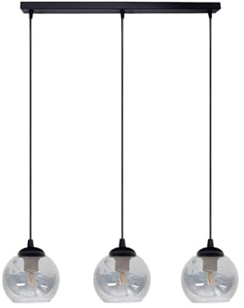 Licht-Erlebnisse Pendelleuchte Rauchglas Metall Schwarz Esstisch Küche L:62 cm E27 bis 60 W gemütlich Kugeln 3-flammig blendarme Hängelampe Esszimmer STAMGUI