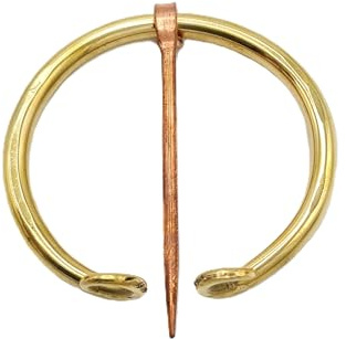 Mittelalter Brosche | Messing Ring | Rotes Kupfer Nadel | Handgefertigte Wikinger Fibel LARP | Kleidernadel Gewandnadel Schließe| HFRCB03