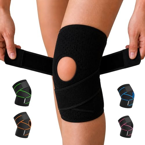 DINGIRA Kniebandage für Damen & Herren – Orthopädisch, atmungsaktiv & verstellbar – Bei Knieschmerzen, Meniskusriss, Arthritis & Gelenkschmerzen – Farbe: Schwarz – Größe: L