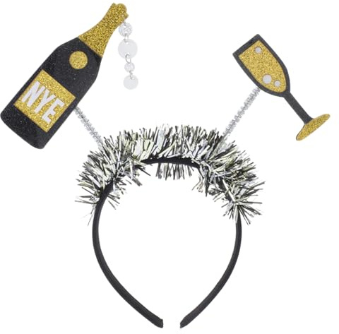 Holibanna Weinflaschen-Stirnband 10.2 Zoll Für Silvester Party Deko Und Neujahrs Kostüm Accessoire Frohes Neues Jahr Haarreifen Mit Folienstreifen Unverwechselbares Design Für Frauen Und Männer
