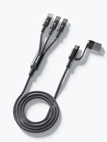 tigratigro Multi Cavo di Ricarica, 4 in 1 Multiplo Cavetto [1.2M] Multiplo Cavetto con Micro USB Tipo C Light-ning Micro interfaccia, con Adattatore USB C Femmina a USB Maschio
