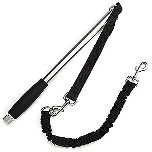 Gaxcent Edelstahl Fahrradleine,Mit Abstandhalter Fahrradleine Hund Biker Set Leashes Hände Gratis Pet Training Sport Führen,Schwarz