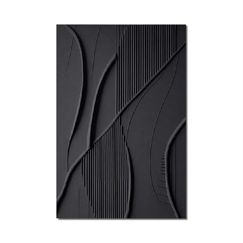 18meng Art Lienzo negro abstracto grande moderno 60 x 40 cm moderno minimalista decoración de pared para sala de estar dormitorio oficina murales lienzo diseño pared cuadro sobre lienzo sin marco