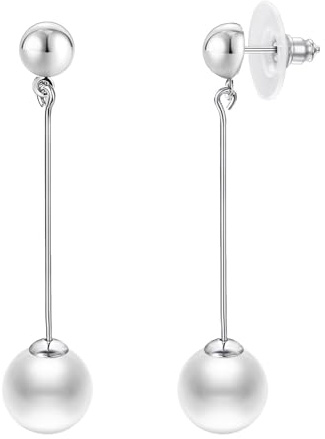 Vissen Lange Ohrringe Perlen Damen Silber Tropfen Hängend Ohrringe Ohr Stecker mit Hänger Perle Weißer Modeschmuck