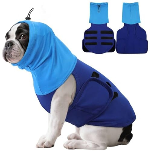 ASENKU Abrigo para perros con capucha calmante y protección para las orejas, chaleco calmante para perros para aliviar la ansiedad, chaleco antiestrés, chaqueta calmante para perros, camiseta calmante