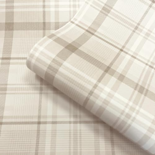SOPHIE LAURENCE Neutral Check Wallpaper Tartan Country Style Feature Wall Lounge Bedroom Hallway
