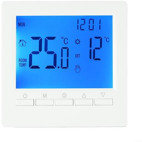 babominimer Thermostat LCD pour chauffage au sol, contrôleur numérique de température ambiante, programmable 5 + 2 semaines, avec fonction antigel, alimenté par piles, montage mural