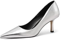QUEEN HELENA Décolleté Donna Scarpe Eleganti con Tacco Basso K3642 (Argento, Sistema Taglie Calzature EU, Adulto, Donna, Numero, Media, 40)