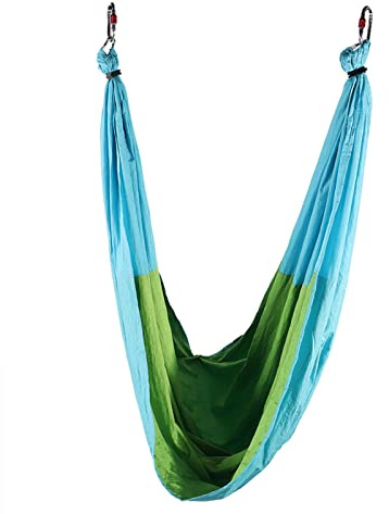 Fydun Aerial Yoga Fitness Inversione Trapezio Altalena Amaca Fionda Regolabile Blu Verde (Azzurro cielo e verde frutta)