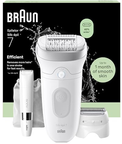 Braun Epilierer Damen Silk·épil 7, Ladyshaver, 7-441, Silber | Breitem Kopf für Eine Einfache Haarentfernung, Nass Und Trocken, Langanhaltend Glatte Haut, Inkl. 1 Extra Und Mini Rasierer