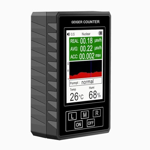 URPIZY Tragbarer Geigerzähler XR1 mit μSv/h Anzeige, TFT-Display, USB‑C Stromversorgung, β/γ/X‑Strahlen Detektor für Haus, Industrie und Labor, Schwarz
