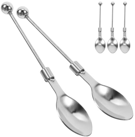 Cabilock 5 pièces Lot de Petites Cuillères Acier Inoxydable pour Café Thé et Sucre Cuillères DIY Personnalisables à Perles Poignée Ergonomique Lisse Ustensiles de Table Pratiques pour