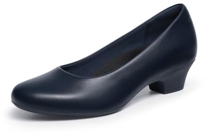 DREAM PARIRS Tjocka klackar för kvinnor bekväma arbetspumpar | Stängd tå bekväma Slip On blockklackar kontor bröllop formella lediga klädskor