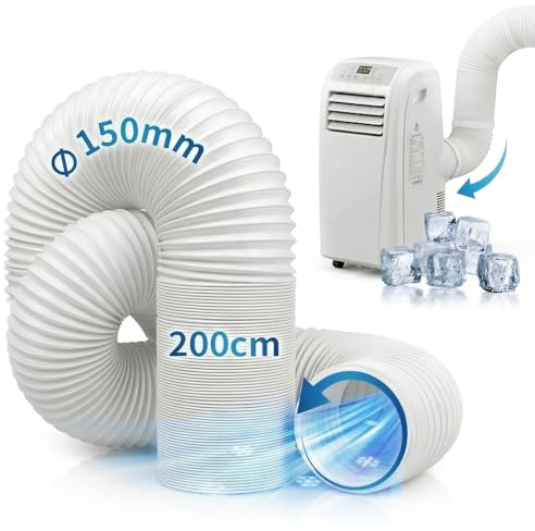 Ninonly frånluftsslang luftkonditionering universell storlek 150 mm diameter 2 m moturs flexibel längd värmebeständig frånluftsslang för luftkonditionering, tvätttork, köksfläktar, torktumlare