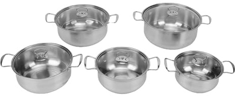 ZAICOLER Set di Pentolame Coperchi in Vetro Sigillati Opzioni di Dimensioni Multiple da 18 a 26cm Inclusioni Versatili Set di Pentole da Cucinas Acciaio Inossidabile Sus Eccellente