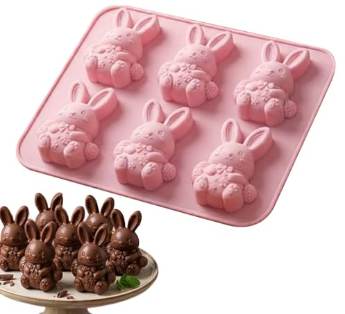 Molde de chocolate de conejo genérico - Moldes de Pascua reutilizables para manualidades | Molde de silicona 3D de conejo de Pascua para Fondant, pasta de azúcar, magdalenas, familias