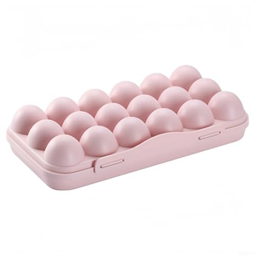 Boîte de rangement pour œufs en plastique avec 18 emplacements individuels pour un transport organisé et sécurisé des œufs pendant la randonnée, le camping et les voyages (18 compartiments rose)