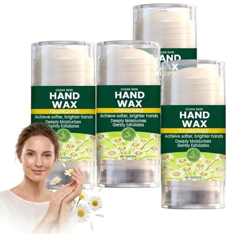 Crema de manos de manzanilla, cuidado de manos profundo, exfoliante suave, mascarilla hidratante para el uso diario, lápiz de bálsamo de manos de cera de manzanilla, repara grietas (4 unidades)