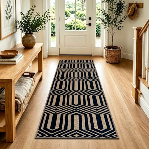 Capslpad Alfombra de pasillo 80 x 150 cm, antideslizante, lavable, larga, con textura de aspecto de yute, alfombra de pasillo, alfombra de cocina, para entrada, cocina, lavandería, pasillo