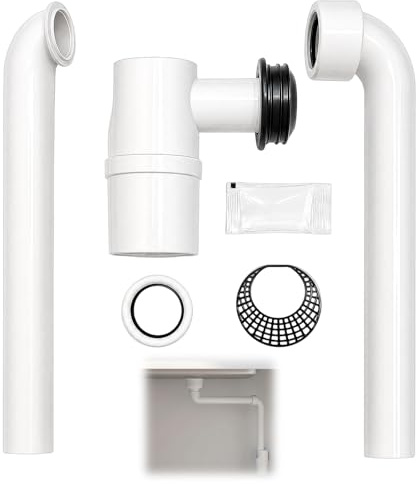 1 1/4 Inch Space-Saving Siphon, Washbasin, 360° Adjustable Siphon Washbasin, Odour Trap for Sink, for Bathroom, Space Saving