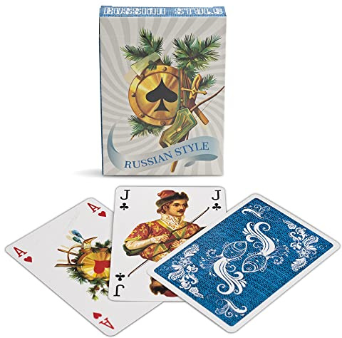 Russischer Stil Spielkarten Deck, Blau, Englisch