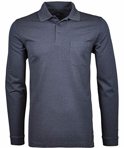 RAGMAN Herren Softknit-Poloshirt Fishnet, Langarm