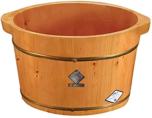 Foot Tub Wooden Foot Basin Sauna Foot Bath Barrel, Household Foot Soaking Basin, Wooden Foot Washing Bucket, 20cm High Footbath, Pain Fatigue Relief Foot Washing Barrel,Natural Thicken Foot Basin foot