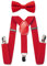 RSXING Kinder Hosenträger Fliege Sets - Jungen Hosenträger Fliege, Elastisch Y Gestalten mit Stark Clips Verstellbare Hosenträger Sets für Jungen, Kinder, Mädchen, Baby (Rot)