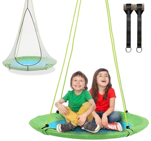 SkyBound Tree Swing Saucer Swing - 600LB Weight Capacity - Outdoor Swing with Hanging Straps - Waterproof Tree Swings for Kids - Tire Swings for Trees - Durable Flying Swing Seat for Children