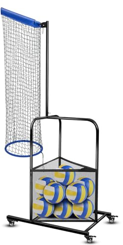 Leyndo Volleyball-Setter-Trainernetz, Verstellbarer Winkel, Volleyball-Zielnetz für Innen- und Außenbereich, stabile Basis, Trainingsausrüstung (mit Ballsammeltasche)