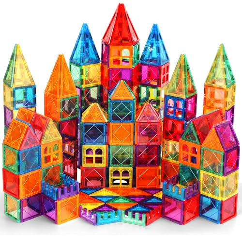 Mauikay 100PCS Magnetic Tiles Kids Toys - Magnetic Building Blocks STEM Magnet Building Set Preschool Learning for Kids Ages 3-8, Sensory Montessori Toys for Boys and Girls, Birthday Gift
