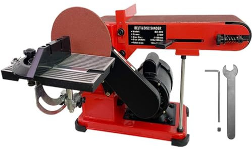 Petite Ponceuse à Disque à Bande De Bureau, Ponceuse D'établi 350 W, Réglable De 0 à 90 °, avec 4 Pieds en Caoutchouc, Machine à Bande Abrasive Multifonctionnelle 1400 TR/Min, pour Le Polissage du