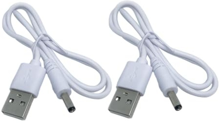 VILLFUL Câble de Chargeur USB vers Courant Continu 3.5x1.35mm 2 Pièces, Câble d'alimentation Portable en Cuivre et PVC Compatible Universellement pour Lampes de Table et Petits