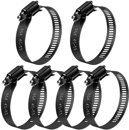 Jeboler Collier de serrage inox diam.ext. 40‑63 mm pour tuyaux 6 pcs noir | Collier de serrage inox adaptés à la maison, au jardin, piscines ainsi qu’aux petits équipements domestiques.