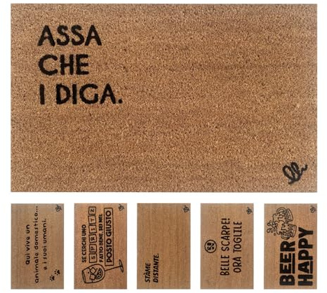 OLIVO.shop COCCO FUNNY - Zerbino con scritte, Zerbino cocco ingresso simpatico, Tappeto cocco divertente, fondo in gomma, vari disegni, 40x60 cm (CHIT-CHAT)