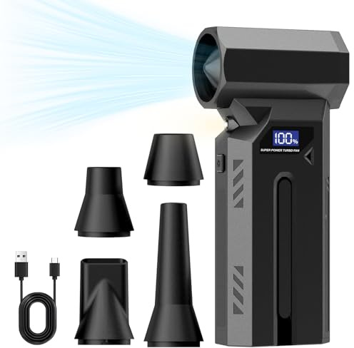 Limpiador de aire comprimido eléctrico 120.000 RPM, batería de repuesto de aerosol de aire comprimido, turbo soplador de aire con 4 boquillas, recargable por USB, para ordenador, teclado y coche