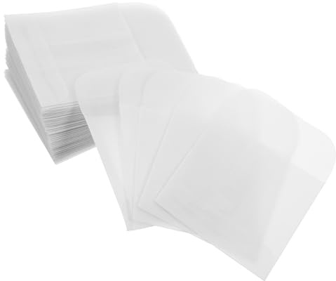 HORIALENCE Lot de 50 Petites Pochettes Enveloppes Transparentes 5x5 Cm en Papier Sulfurisé Semi-transparent pour Étiquettes Volantes, Paquet à Anneaux et Rangement de Petites Cartes,