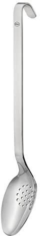 RÖSLE Cucchiaio da portata forato, con gancio, in acciaio inossidabile 18/10, lavabile in lavastoviglie, lunghezza 31,5 cm