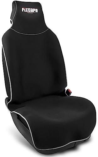 fixcape Neoprene Auto-Sitzschoner Vordersitze - Schoner Autositz vorne - Sitzauflage Auto universal wasserdicht - Werkstatt Sport Hobby (schwarz/grau)