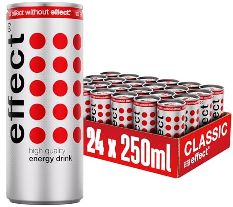 effect Energy Drink CLASSIC - Tray mit 24 Dosen, 24x0,25l | Koffeinhaltiges Erfrischungsgetränk mit B-Vitaminen, vegan, erfrischender Geschmack, praktisch im 24er Tray, Einweg