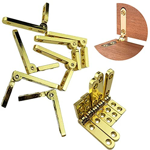 TamBee Lot de 12 mini charnières pour boîte en bois - Laiton - 90 degrés - Avec vis - 30 x 20 mm - Doré