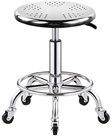 Heavy Duty Shop stools with Wheels, Adjustable Height Rolling Stool On 5 Wheels,304Stainless Steel Structure Work Shop Stool Round Cushion,Load-Bearing 440 Ib