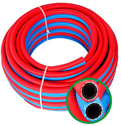 Tubo Per Aria Compressa E Sicurezza, Per Torcia A Doppia Saldatura, In Acetilene Per Ossigeno, Diametro Interno: 6 Mm, Esterno: 12 Mm (Rosso E Blu), 10m