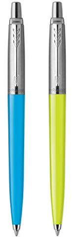 Parker Jotter Originals Kugelschreiber | Pop Art Sammlung | Ringelblume und Violett mit Zierteilen in Chrom | mittelfeine Schreibspitze | blaue Tinte | 2 Stücke