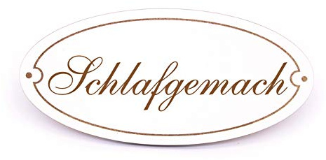 Schlafgemach Schild Türschild Oval - Holzschild selbstklebend graviert Schlafzimmer Deko 15x7cm